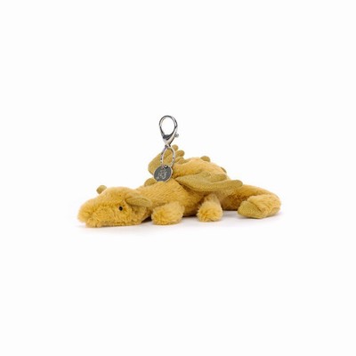 Jellycat Golden Dragon Bag Charm New Zealand | MJDZP9870